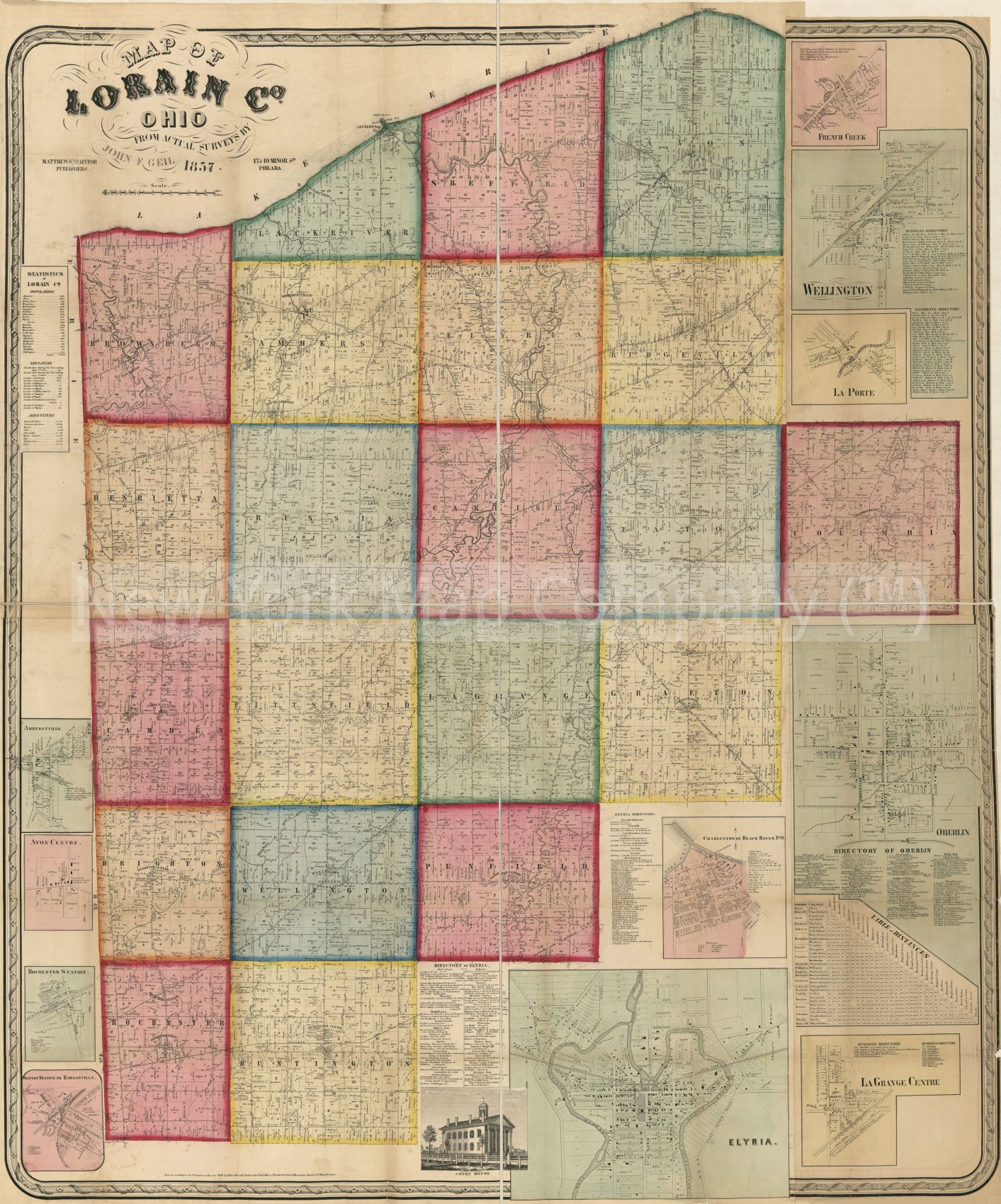 1857 MAP OF Lorain County Ohio Lorain County Ohio Vintage Lorain