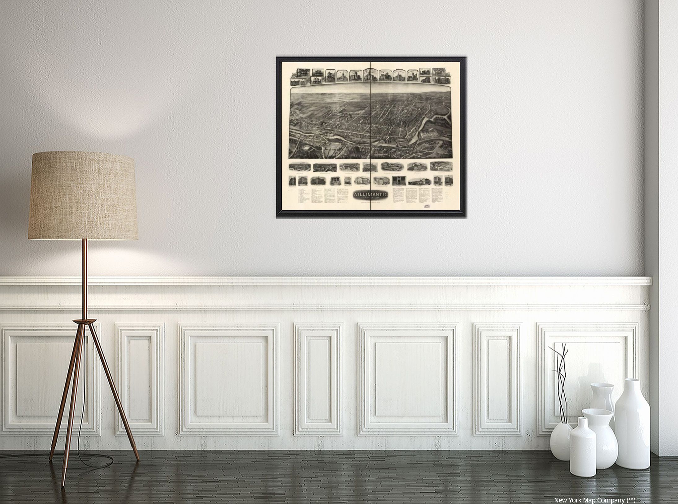 MAPS OF THE PAST Historical Map of Willimantic Connecticut Bailey  1909-23.00 in x 26.97 in Matte Canvas 並行輸入