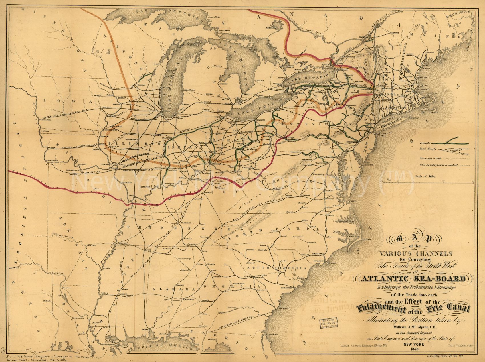 1853 MAP| MAP of the various channels for conveying the trade of the ...