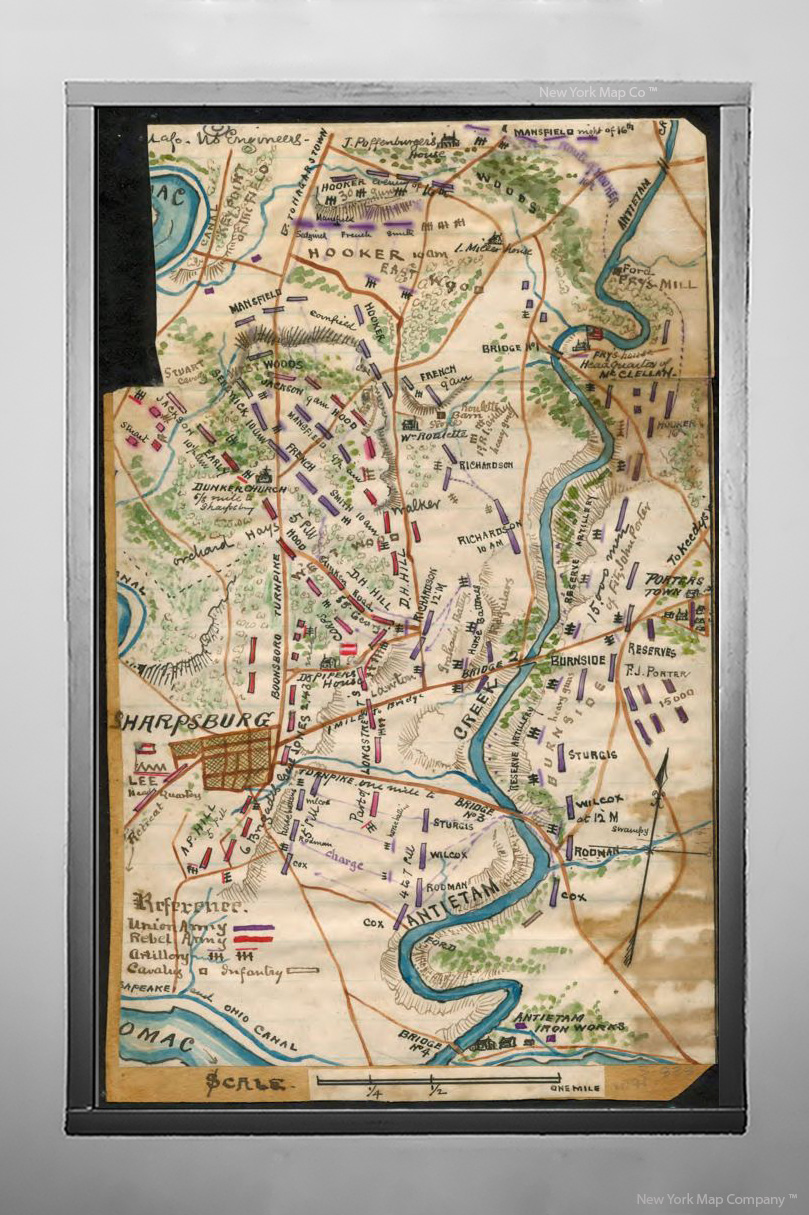 1862 MAP| MAP of the Battle of Antietam, Maryland| Antietam|Antietam ...